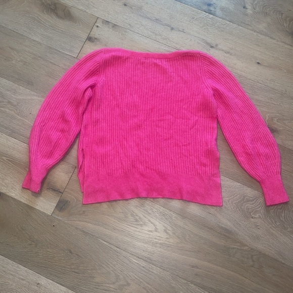 Athleta Vibrant Pink Crew Neck Sweater wool blend pullover ribbed - Picture 6 of 9